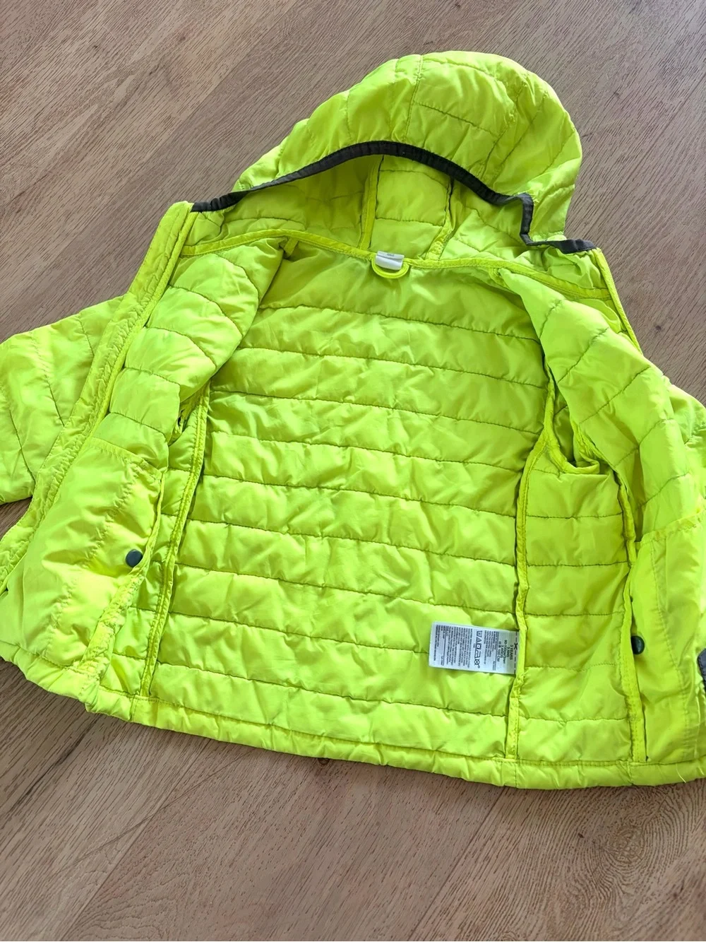 Baby Gap Toddler 3T Neon Yellow/Green Quilted Hooded Puffer Jacket